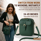 Crossbody Bag Double Compartment Anti-Theft 10 Card Slots