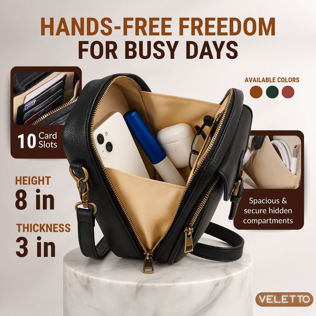 Crossbody Bag Double Compartment Anti-Theft 10 Card Slots