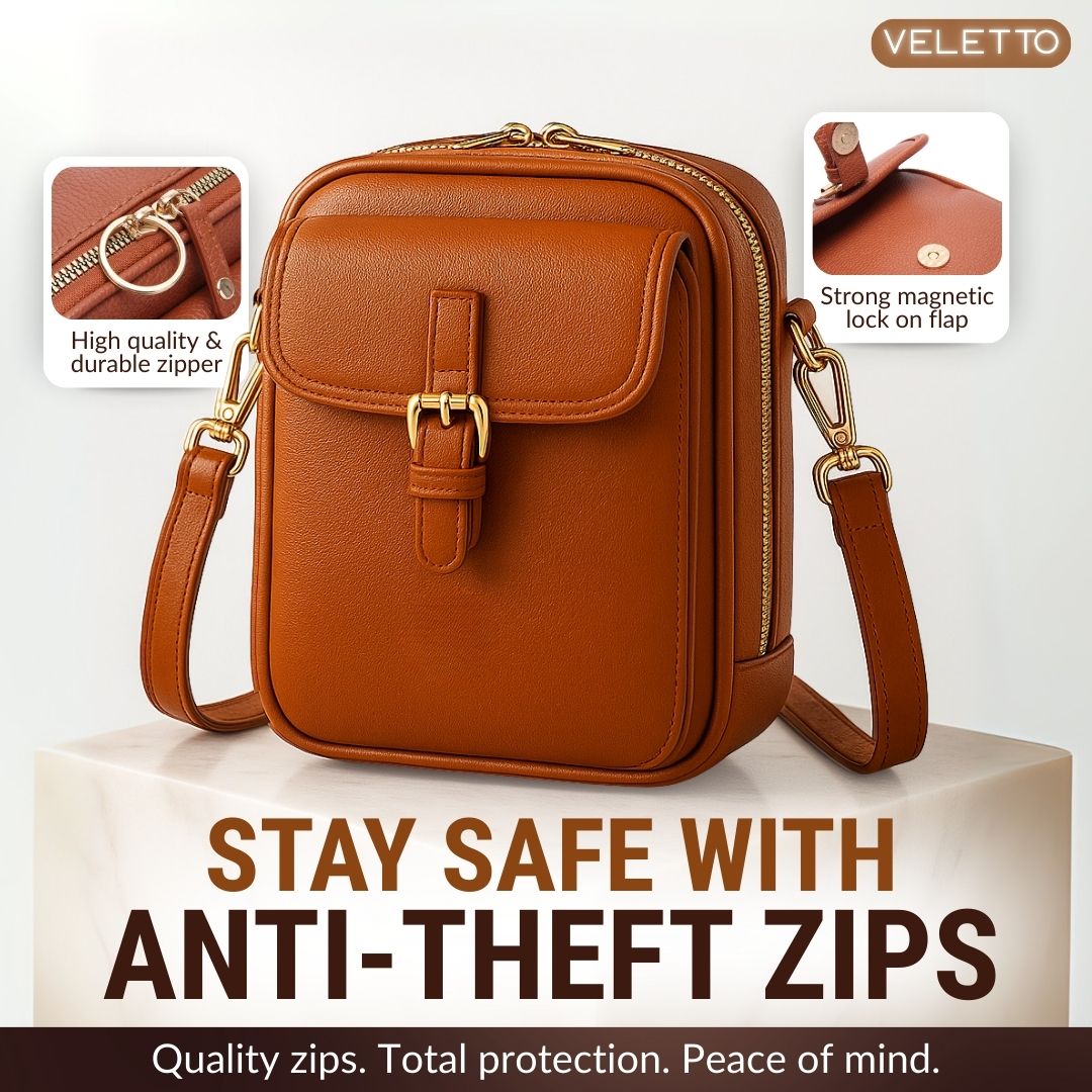 Crossbody Bag Double Compartment Anti-Theft 10 Card Slots