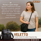 Crossbody Bag Double Compartment Anti-Theft 10 Card Slots