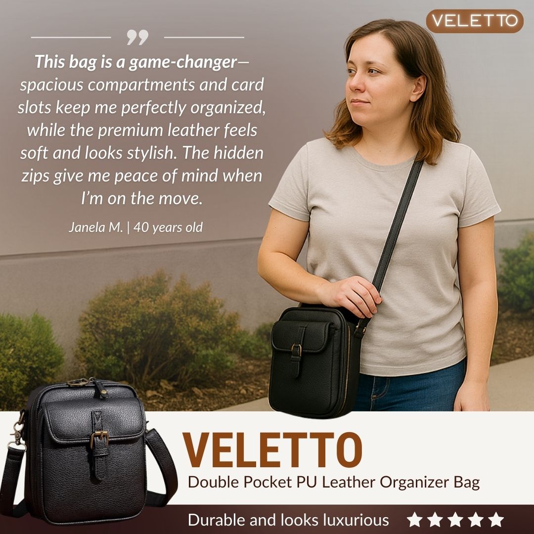 Crossbody Bag Double Compartment Anti-Theft 10 Card Slots