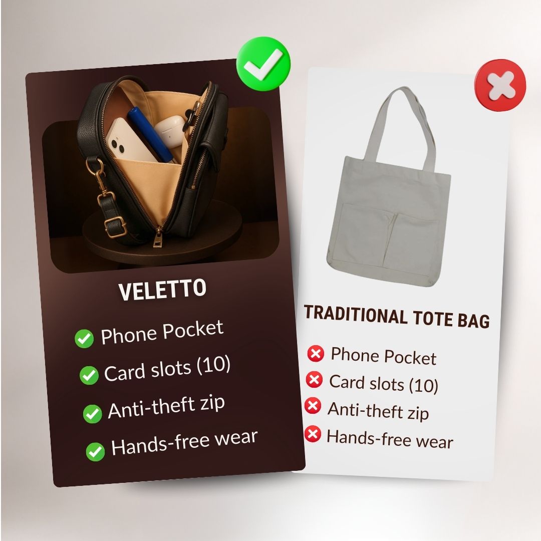 Crossbody Bag Double Compartment Anti-Theft PU Leather