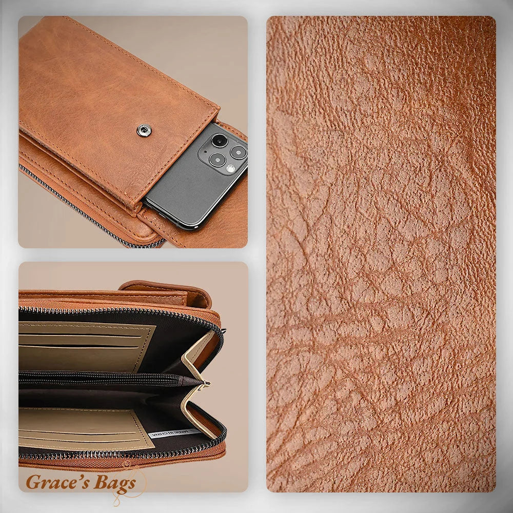 Crossbody Bag Full-Grain Leather Adjustable Detachable Strap
