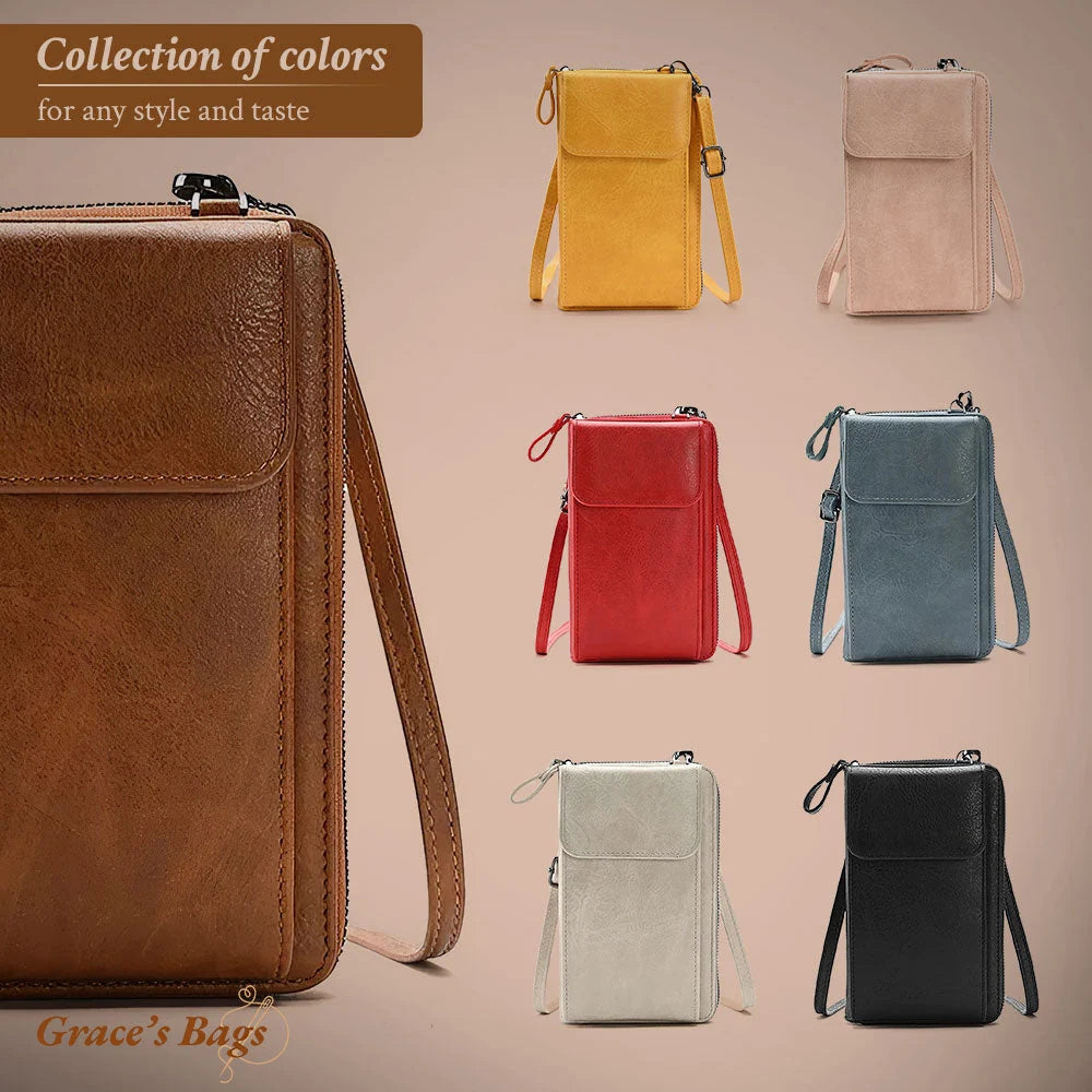 Crossbody Bag Full-Grain Leather Adjustable Detachable Strap
