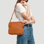 Crossbody Bag Full-Grain Leather Fits 10-In Tablet Adjustable Strap