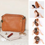Crossbody Bag Full-Grain Leather Fits 10-In Tablet Adjustable Strap