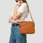 Crossbody Bag Full-Grain Leather Fits 10-In Tablet Adjustable Strap