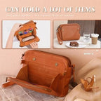 Crossbody Bag Full-Grain Leather Fits 10-In Tablet Adjustable Strap