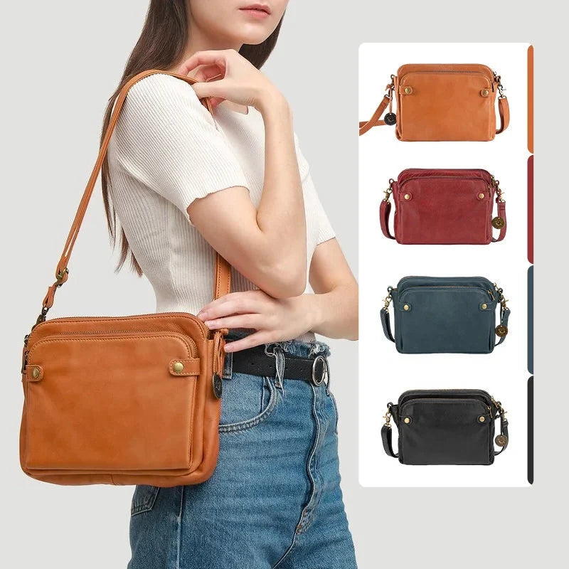Crossbody Bag Full-Grain Leather Fits 10in Tablet