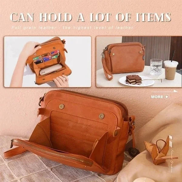 Crossbody Bag Full-Grain Leather Fits 10in Tablet