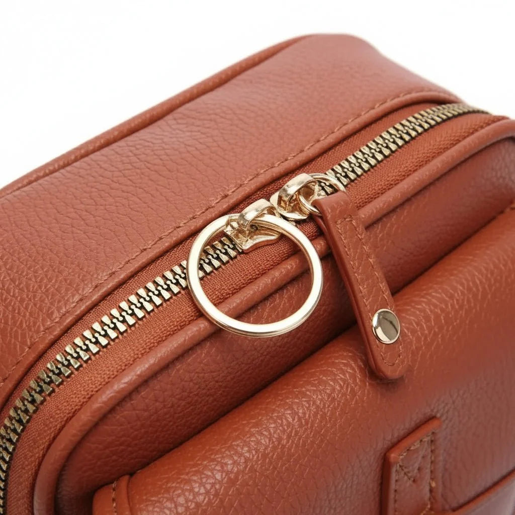 Crossbody Bag Leather Compact Square Anti-Theft