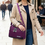 Crossbody Bag Multiple Zippered Compartments Hidden Anti-Theft Pocket