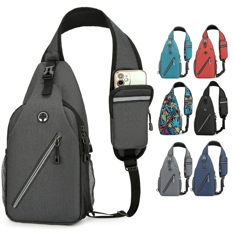 Crossbody Bag Oxford Cloth Multiple Pockets Adjustable Chest Strap