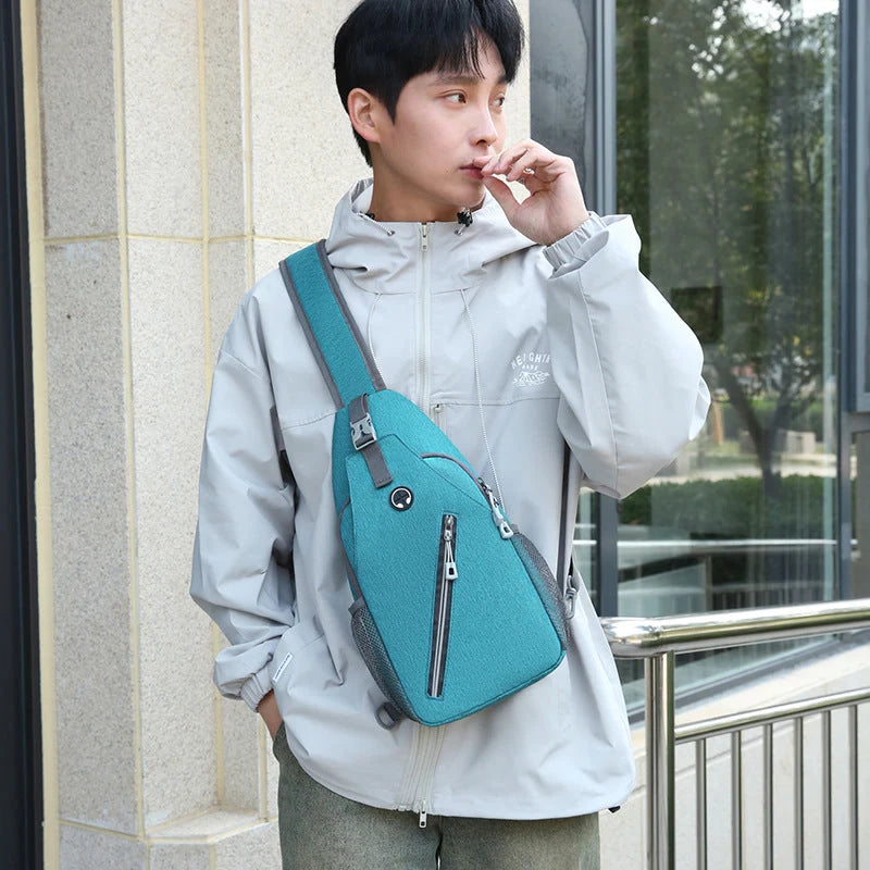 Crossbody Bag Oxford Cloth Multiple Pockets Adjustable Chest Strap