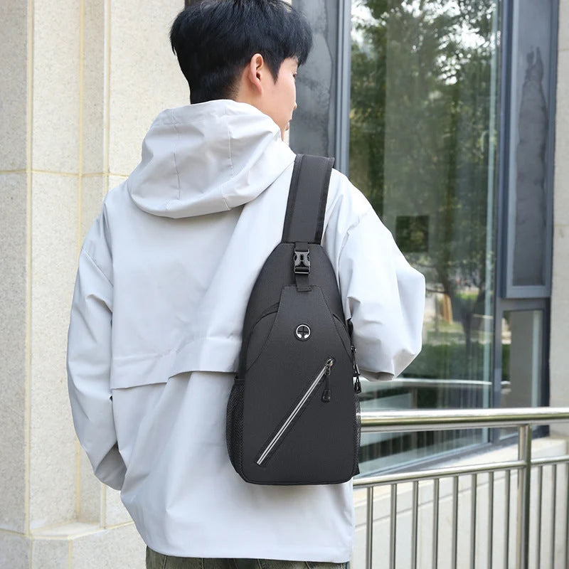 Crossbody Bag Oxford Cloth Multiple Pockets Adjustable Chest Strap