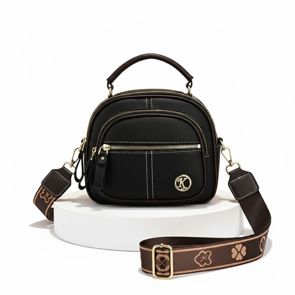 Crossbody Bag PU Leather Five Pockets & Adjustable Strap