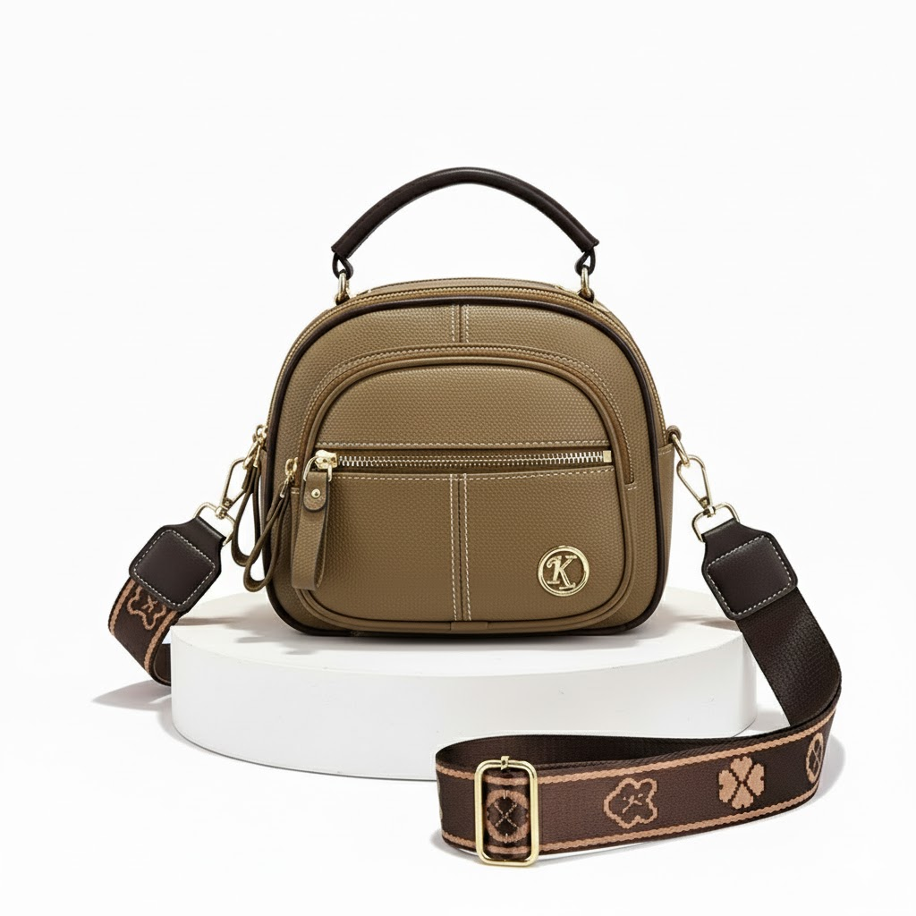 Crossbody Bag PU Leather Five Pockets & Adjustable Strap
