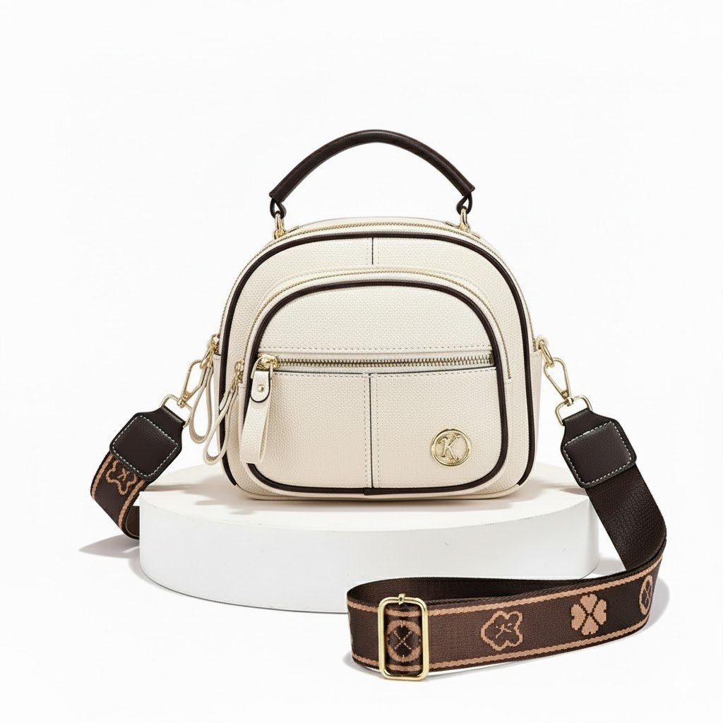 Crossbody Bag PU Leather Five Pockets & Adjustable Strap