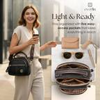 Crossbody Bag PU Leather Five Pockets & Adjustable Strap