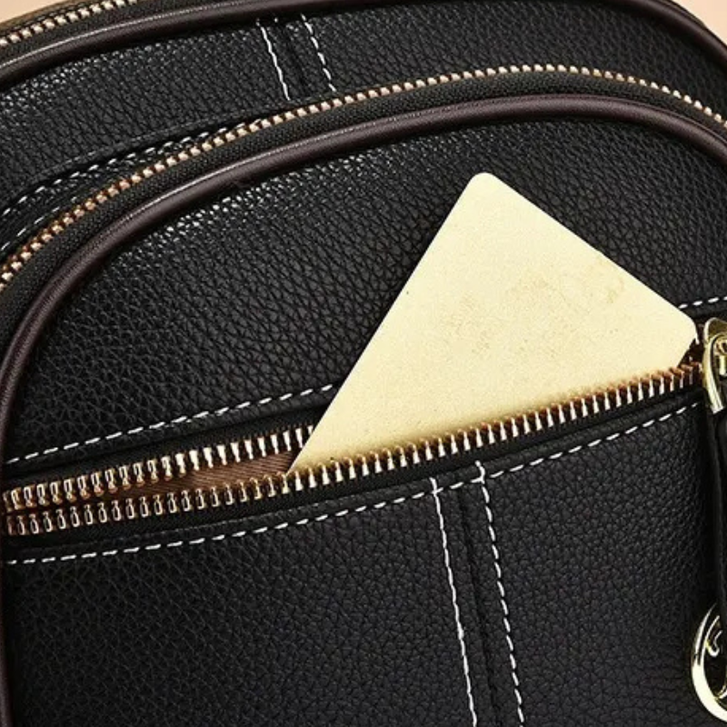 Crossbody Bag PU Leather Five Pockets & Adjustable Strap