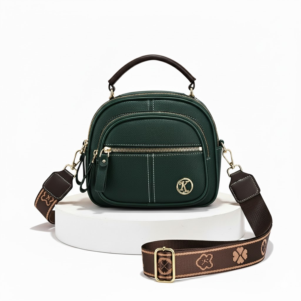 Crossbody Bag PU Leather Five Pockets & Adjustable Strap