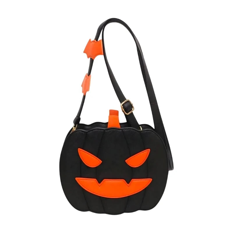Crossbody Bag Pumpkin-Shaped Faux Leather Adjustable Strap