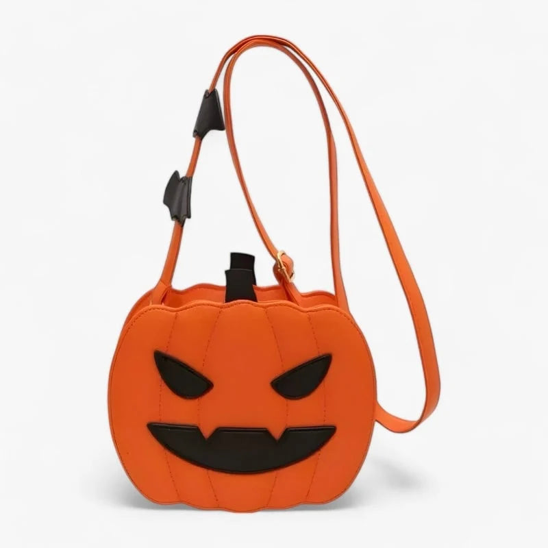 Crossbody Bag Pumpkin-Shaped Faux Leather Adjustable Strap