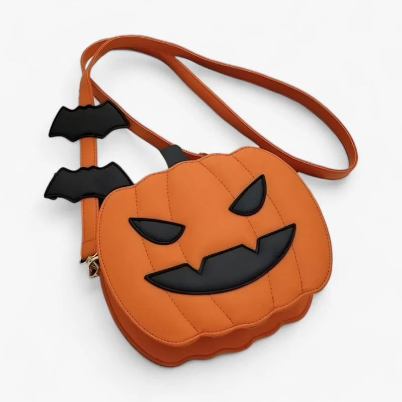 Crossbody Bag Pumpkin-Shaped Faux Leather Adjustable Strap