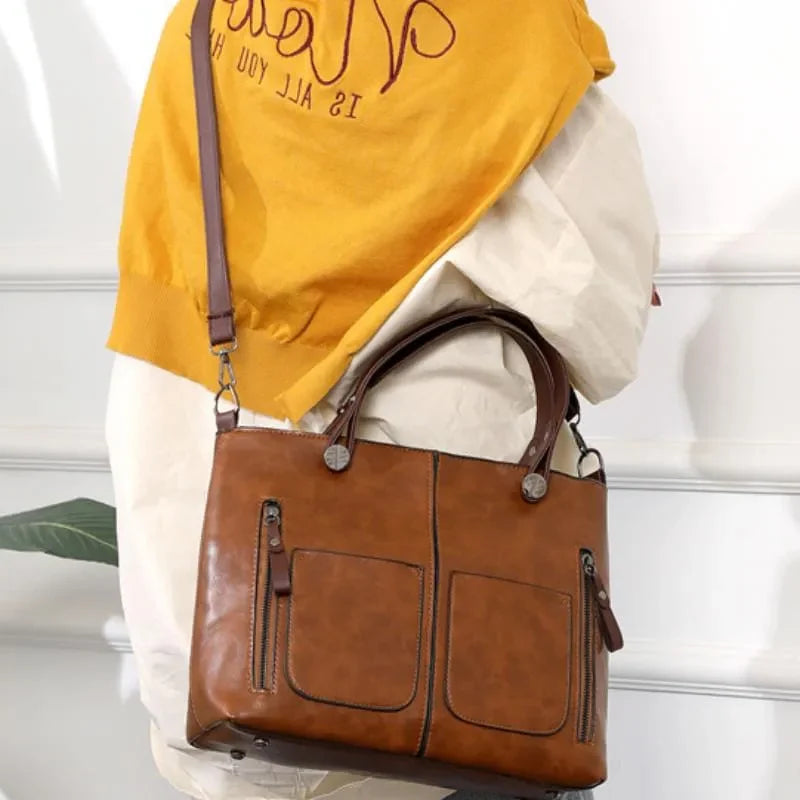 Crossbody Bag Top-Grain Leather Padded Tablet Sleeve