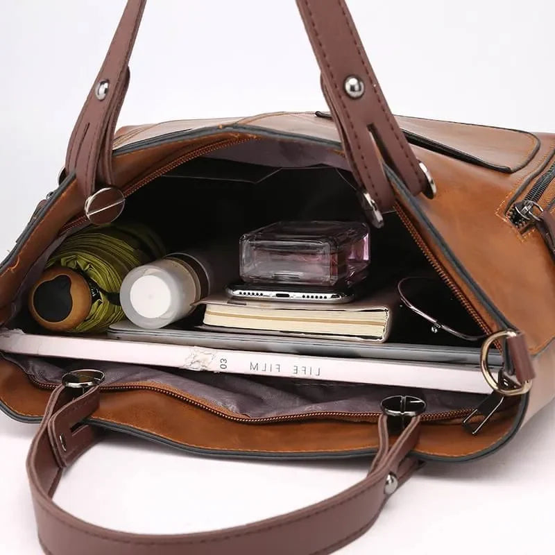 Crossbody Bag Top-Grain Leather Padded Tablet Sleeve