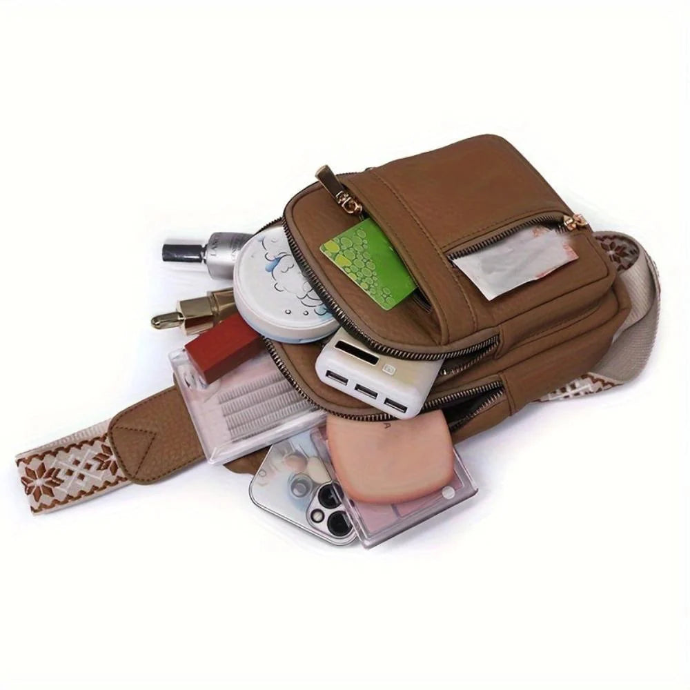 Crossbody Bag Vintage Leather Multiple Compartments