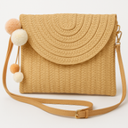 Crossbody Bag Woven Raffia Adjustable Strap Magnetic Closure