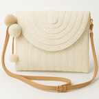 Crossbody Bag Woven Raffia Adjustable Strap Magnetic Closure
