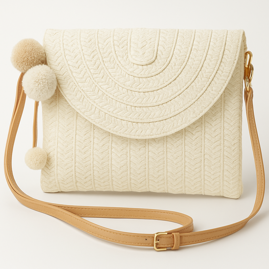 Crossbody Bag Woven Raffia Adjustable Strap Magnetic Closure