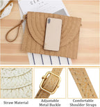 Crossbody Bag Woven Raffia Adjustable Strap Magnetic Closure