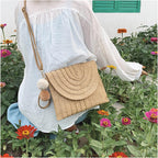 Crossbody Bag Woven Raffia Adjustable Strap Magnetic Closure