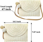 Crossbody Bag Woven Raffia Adjustable Strap Magnetic Closure
