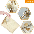 Crossbody Bag Woven Raffia Adjustable Strap Magnetic Closure
