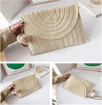 Crossbody Bag Woven Raffia Adjustable Strap Magnetic Closure