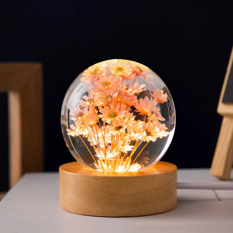 Crystal Ball Night Light 3D Dandelion USB Powered