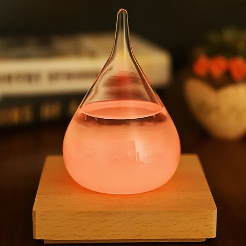 Crystal Weather Display Temperature-Reactive Glass & Wood