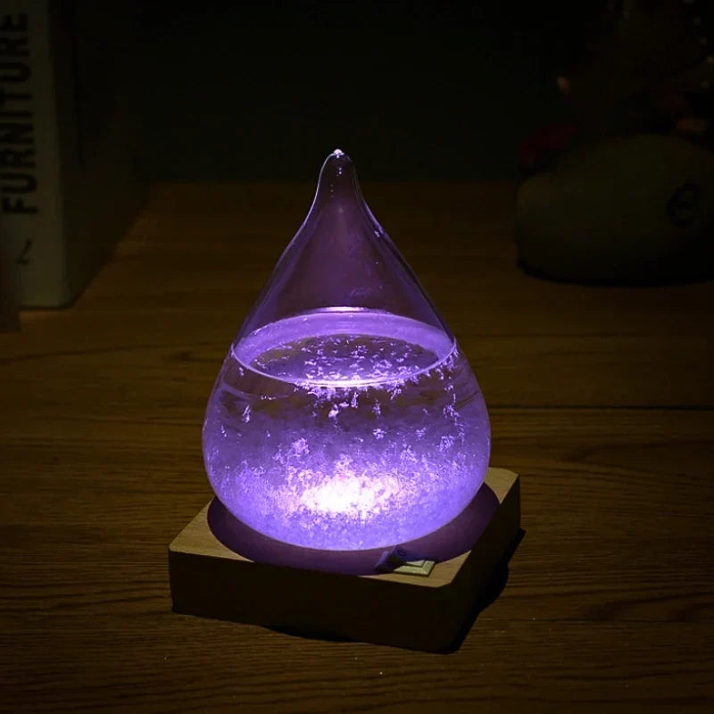 Crystal Weather Display Temperature-Reactive Glass & Wood