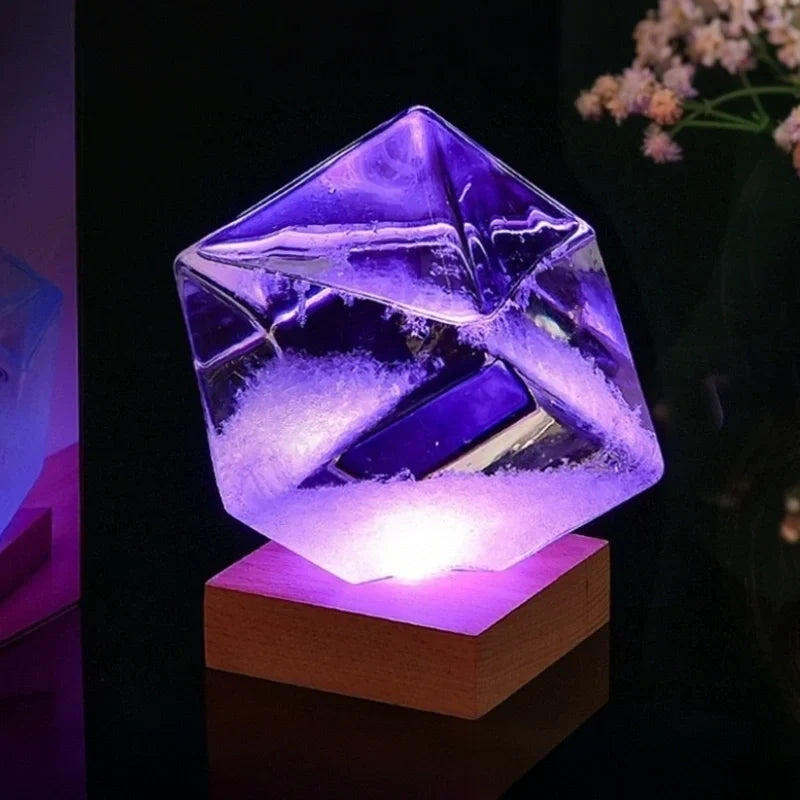 Crystal Weather Display Temperature-Reactive Glass & Wood