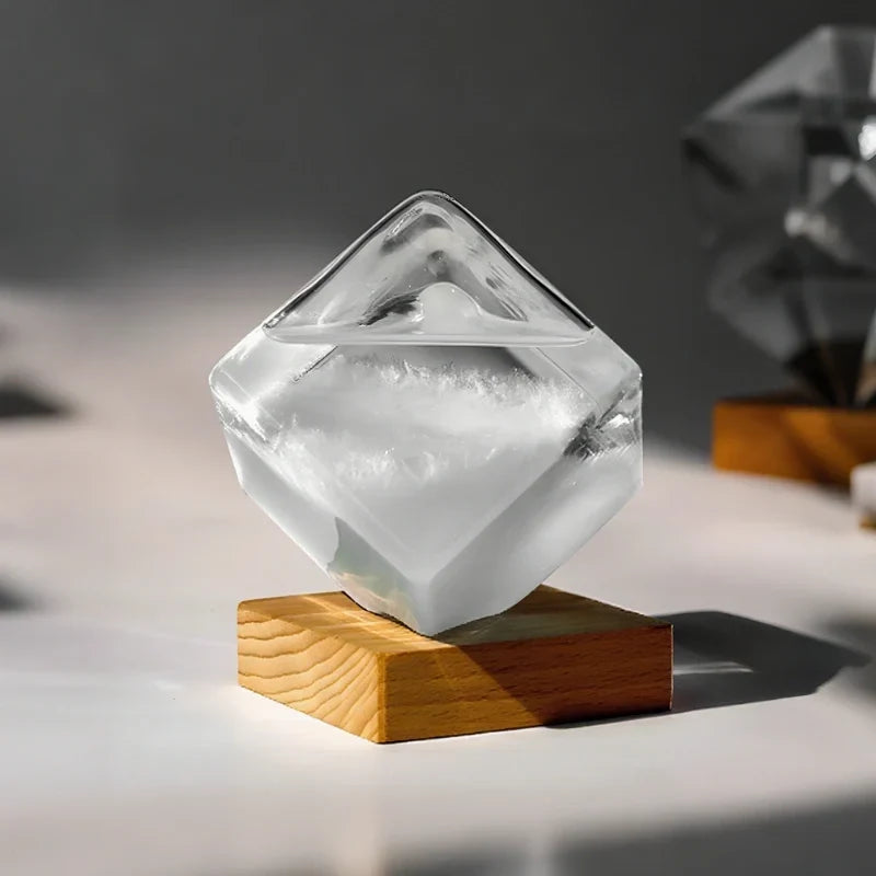 Crystal Weather Display Temperature-Reactive Glass & Wood