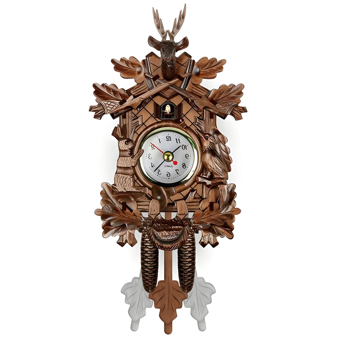 Cuckoo Clock Hand-Carved Real Pendulum Battery-Operated