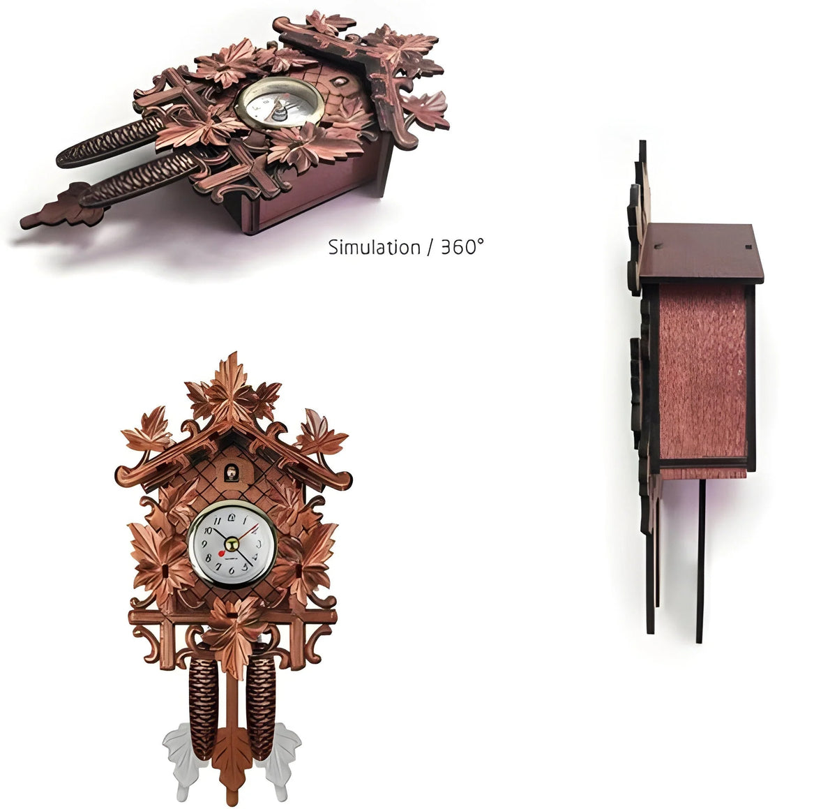 Cuckoo Clock Hand-Carved Real Pendulum Battery-Operated