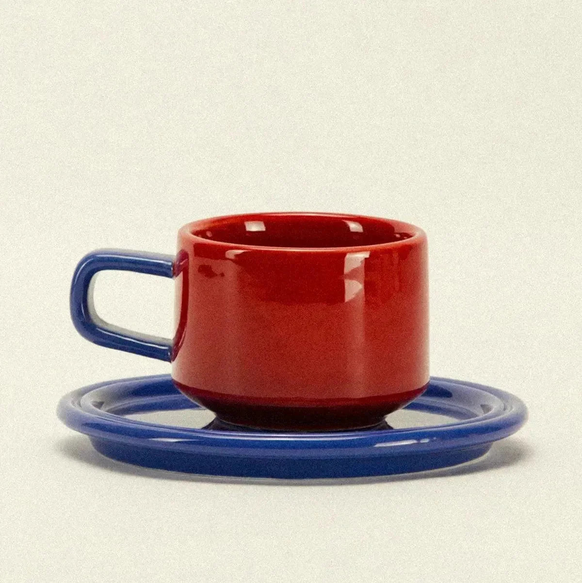 Cup & Saucer Set Two-Tone Heat-Resistant Ceramic