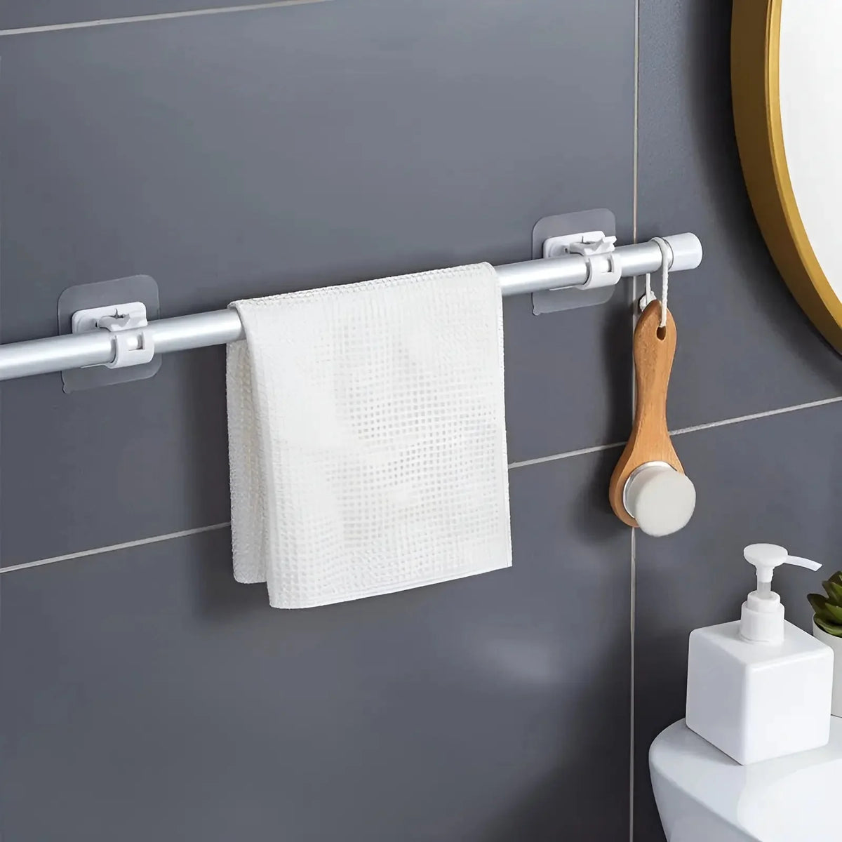 Curtain Rod Holders Self-Adhesive No-Drill Holds 4.41 Lbs