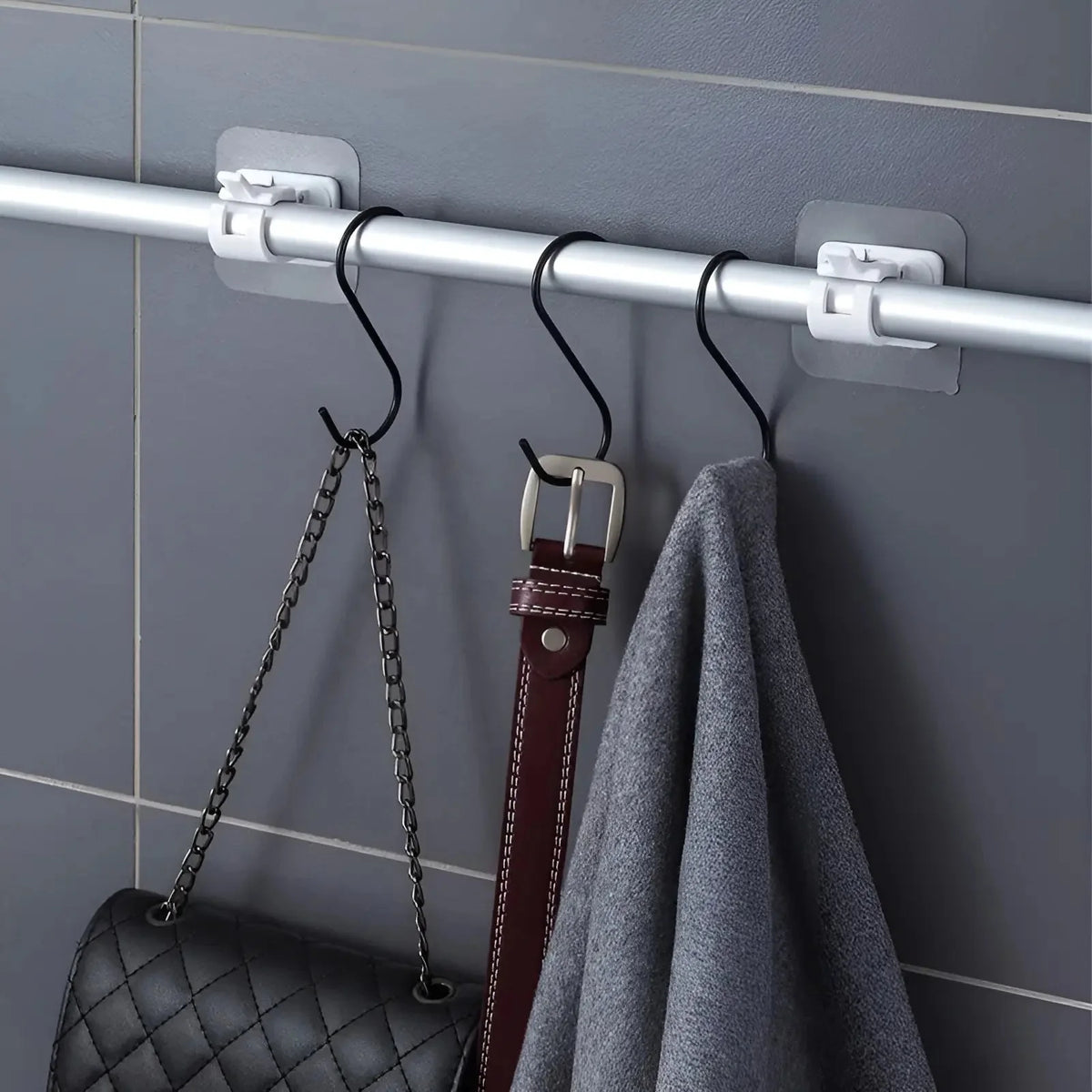 Curtain Rod Holders Self-Adhesive No-Drill Holds 4.41 Lbs