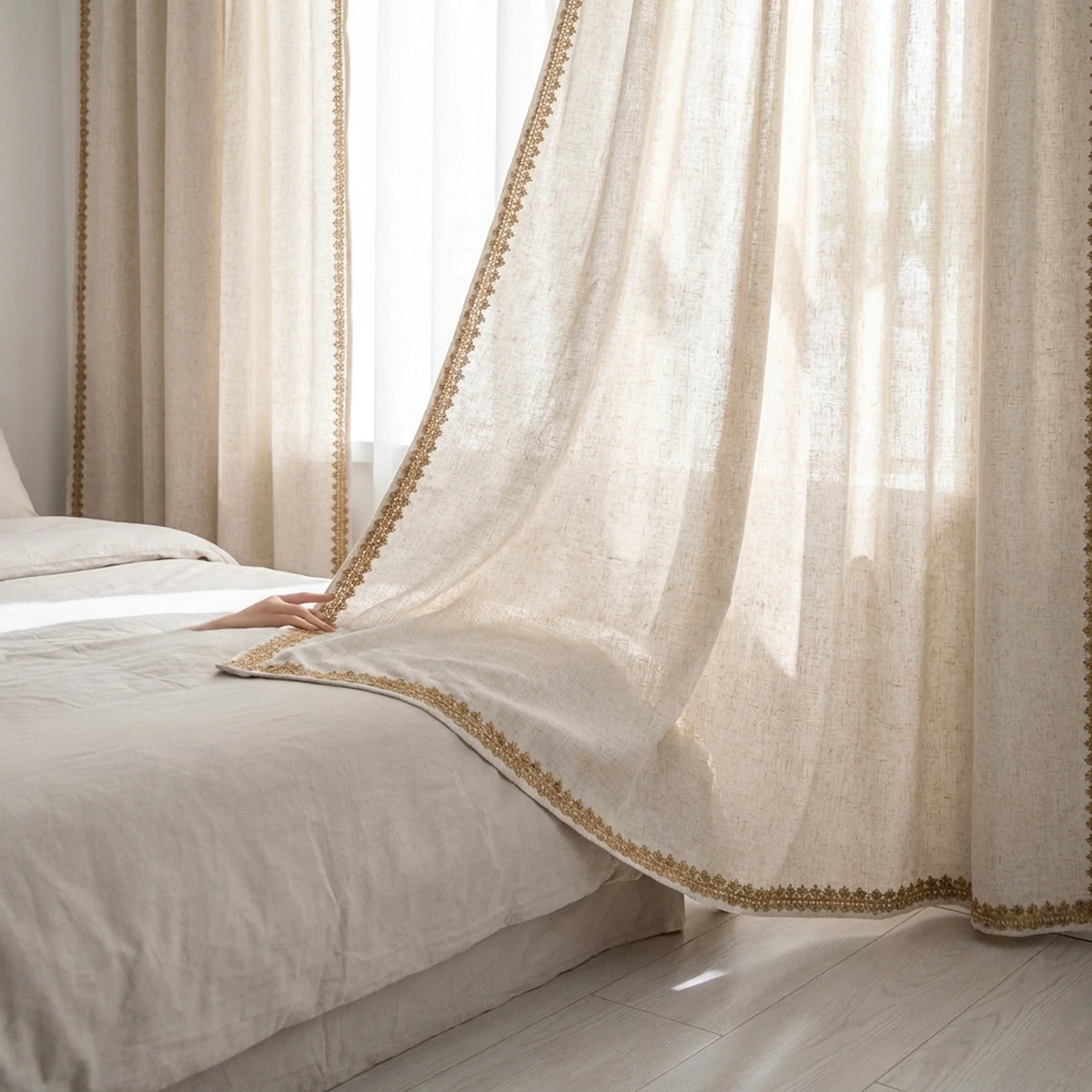 Curtain Semi-Blackout Beige Boho Style